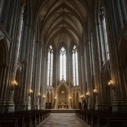view inside of a gothic temple, high quality render, octane render, arstation trending, cryengine, unreal engine, high details