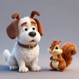 3 d render of droopy dog and screwball squirrel, cryengine, tex avery