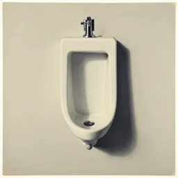 a blank canvas with an upside - down urinal by marcel duchamp, archival pigment print