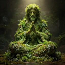 God is made of herbs, intricate, dramatic lighting