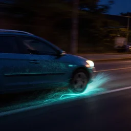bioluminescent agent getting run over by a speeding car