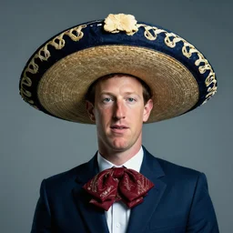 sombrero on mark zuckerberg wearing a sombrero, cybercore photoshoot
