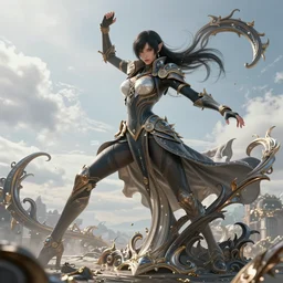 by par olofsson and tristan eaton, visually stunning, cinematic, ultra realistic, hyper realism, 1 2 k, epic, octane render, unreal engine, vfx, maya, the essence of art is passion : fresh air, ornate created, bayonetta fighting the nephilim super intricate ornaments : the fluidity of creativity