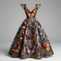 butterfly dress : a 2 4, vogue, michal karcz, daniel merriam, victo ngai and guillermo del toro : ornate, dynamic, particulate, intricate, elegant, highly detailed, centered, artstation, smooth, sharp focus, octane render