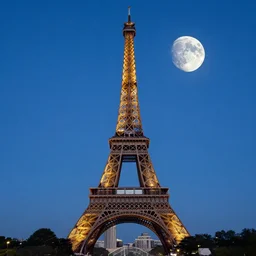 Eiffel tower ((photography)), (cheese), moon, ((waterpaint)) ((((((((Night)))))))) day time