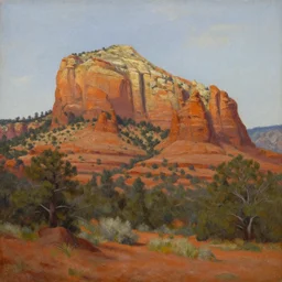 sedona, arizona in the style of hudson river school of art, oil on canvas