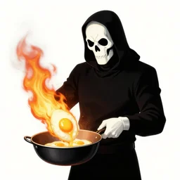 ghost rider cooking eggs with his fire