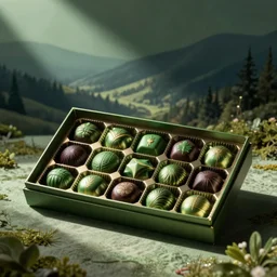 box of green chocolates