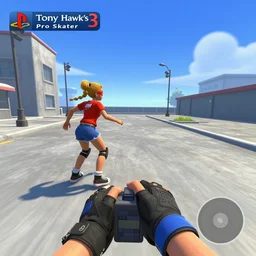 Chloe Sevigny gives you a quest in Tony Hawk's Pro Skater 3, 3rd person POV, gameplay screenshot, PS2