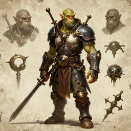 a steampunk fantasy ogre character design sheet, trending on artstation