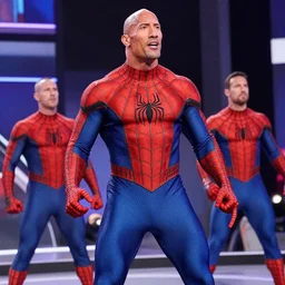 dwayne johnson smackdown entrances wearing spiderman costumes, camera angle