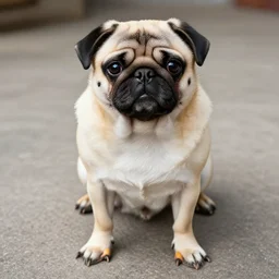 a pug with duck feet instead of pug feet, photo