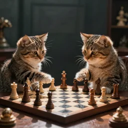 Extremely cute!!! cats playing chess