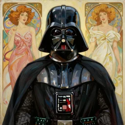 darth vader, portrait painting by richard schmid, maxfield parrish, kehinde wiley, thomas moran, studio ghibli, loish, alphonse mucha, fashion photography
