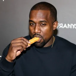 kanye west eating a bunch of fish sticks