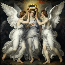 vision of angels with a broken halo, trying to fix it by camille pissarro and paul gustave fischer