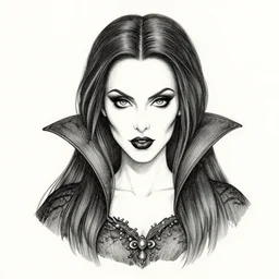 portrait of carmilla the vampiress, pen and ink, intricate line drawings, by craig mullins, ruan jia, kentaro miura, greg rutkowski