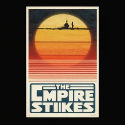 poster art, movie poster, retrofuturism, sci - fi, textured, paper texture, the empire strikes back by saul bass and paul rand, x - wing fighter, tie fighter, death star space station, outer space