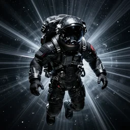 pure black astronauts in dark and void underwater - complex and hyperdetailed technical suit. reflection and dispersion materials. rays and dispersion of light. volumetric light. 5 0 mm, f / 3 2. noise film photo. flash photography. ultra realistic, wide angle. poster by wayne barlowe, hajime sorayama aaron horkey, craig mullins. dark key.
