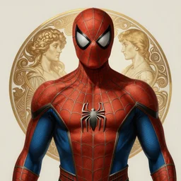 Portrait of Spiderman, D&D, muscular, fantasy, intricate, elegant, highly detailed, digital painting, artstation, concept art, smooth, sharp focus, illustration, art by artgerm and greg rutkowski and alphonse mucha