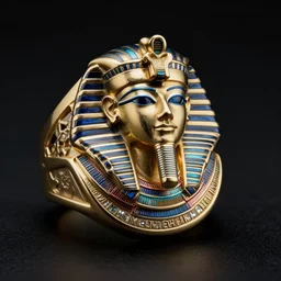 photo of an egyptian ring, high detail, studio, black background, sharp, cyberpunk, 8 5 mm sigma art lens