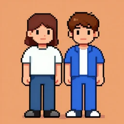 young adult couple, 1 6 bit pixel art snes sprites