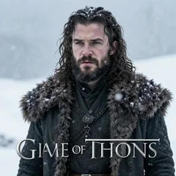 kit harington as a homeless man in game of thrones, long shaggy beard, snowy background, snowing, promotional image, tv still frame