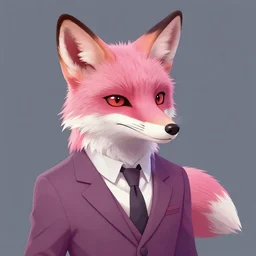 pink fox in a suit, artstation