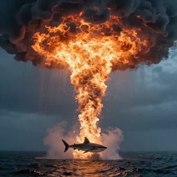 fire tornado with a shark in it