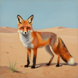 painting of a fox in the desert, by Picasso, matte painting