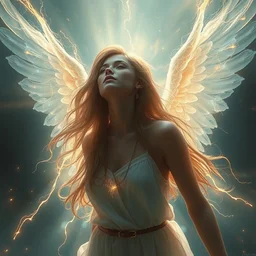 a fantastic hyperdetailed 3 d matte painting of a light flow stream of energy comes out of the soul of a girl from the light who looks like an angel by art by greg rutkowski artgerm