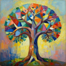 tree of life 8 k 3 d 8 k resolution detailed painting maximalist trending on artstation unreal engine abstract matte background beautiful vibrant colors ; detailed matte painting hyperdetailed dan mumford cubism hypermodernism
