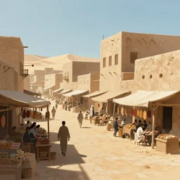 matte painting of a quiet marketplace in a desert town, artstation