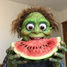 Gollum eating watermelon selfie