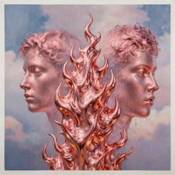 3 d, rain, flame, liquid rose gold, morning, liquid hot metal, poster art, high detail, intricate oil painting, multiple exposure, heaven mood, hyperrealism, 3 d, by tooth wu and wlop and beeple and greg rutkowski