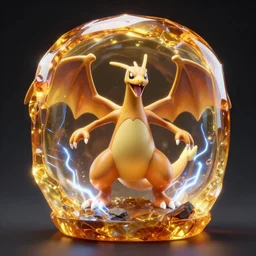 zapdos _ trapped with electricity inside an amber, hyperrealistic, unreal engine 5 render