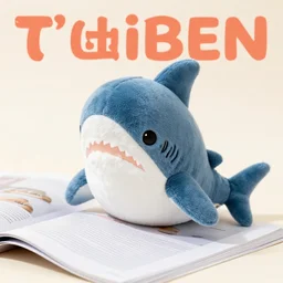 beautiful photograph of a cute minimal shark plush, advert, magazine, studio