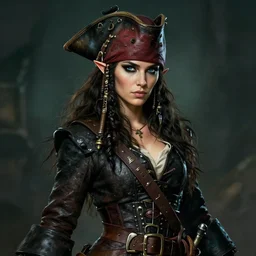 portrait of a elven female pirate, fantasy setting, digital art, dramatic lighting, art by jason chan