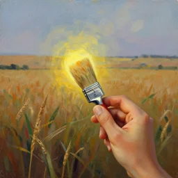 brush strokes, a field, 1 9 6 0 s technicolor, surrealism, rimming light