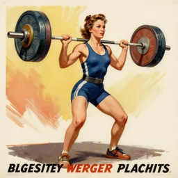 1940s womens weightlifting art poster