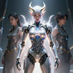 the devil wearing a technological battle suit, aura of light, artificial intelligence, scifi, futuristic, highly detailed, trending on artstation, lee ji - eun, advanced technology, art by vitaly bulgarov and nivanh chanthara and lance wilkinson