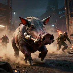 macro closeup photo of halo warthogs being chased in a post apocalyptic warehouse factory at night, smoke, dust, embers, mad max, action, rocket league, volumetric lighting, hdr, need for speed, gta 5, ridley scott, syd mead, craig mullins, cinematic, octane