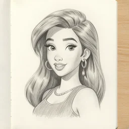 milt kahl pencil sketch of victoria justice disney style