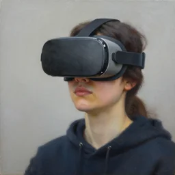 1 6 0 0 s painting of a person wearing a vr virtual reality headset