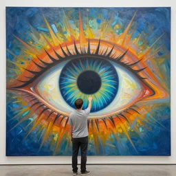 entering the all seeing eye large scale painting by robert mccall and vladimir kush