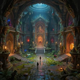 Fantasy underground temple dungeon, D&D, trending on ArtStation, dark fantasy, great composition, matte painting concept art, highly detailed, scenery, 8K, HDR, official fanart behance hd, official fanart, colourful, by and ilya kuvshinov and Cushart Krentz and Gilleard James, 4k, HDR, Trending on artstation, Behance, award winning