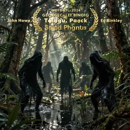 shadowy monsters in the swampy florida everglades, art by john howe and george caleb bingham and james paick and ed binkley, cinematic, spooky, dramatic lighting, hyperrealism, atmospheric