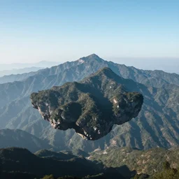 mountains very visibly ( floating ) in the air