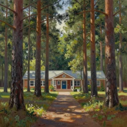 beautiful painting of pine woods elementary school spring branch by olaf krans