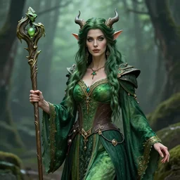 beautiful elemental earth witch with ornate green robes and staff, highly detailed, 4 k, hdr, smooth, sharp focus, high resolution, award - winning photo, artgerm, photorealistic